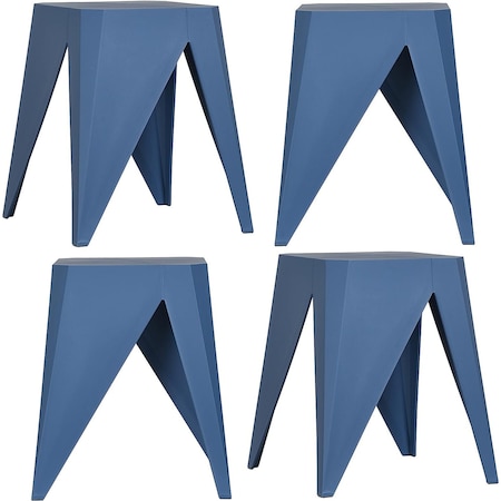 InterSpaceLiving Zuho Multi-USe Stool, Grey Blue, 4PK